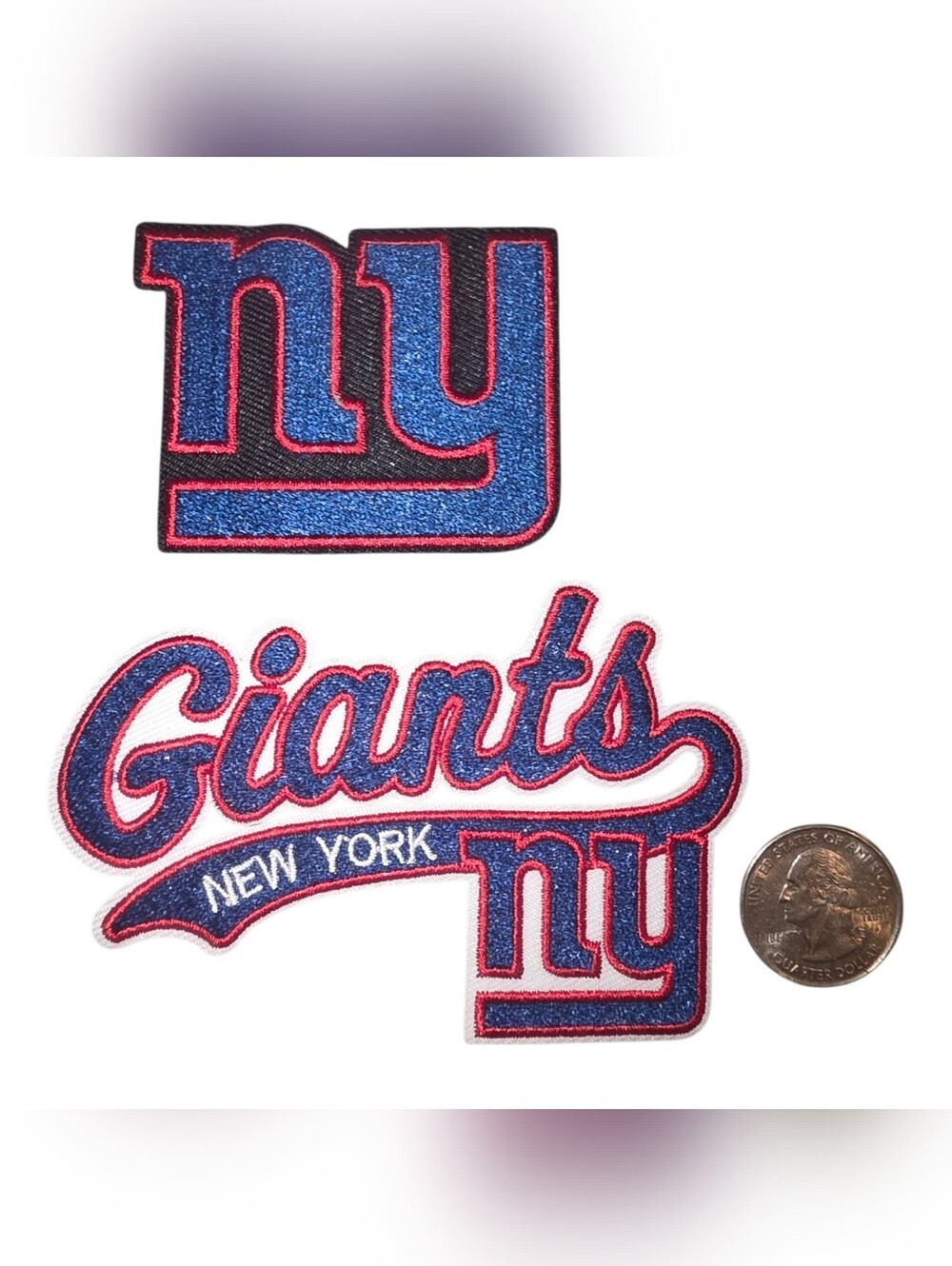 New York Giants Embroidered Iron On Patches - Set of 2